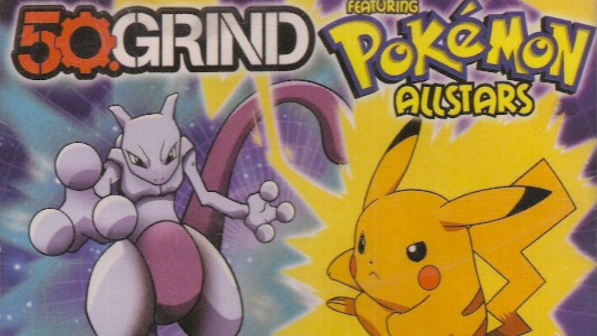 The art for the single Gotta Catch Em All by 50 Grind, featuring Pikachu and Mewtwo