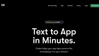 Screenshot of Codev's website