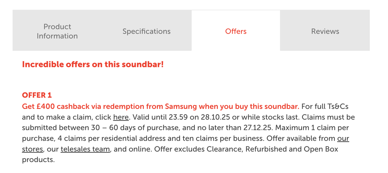 Samsung HW-Q990F Cashback deal