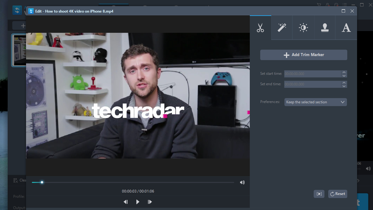 Video Converter Studio includes a convenient editing tool for refining your clips