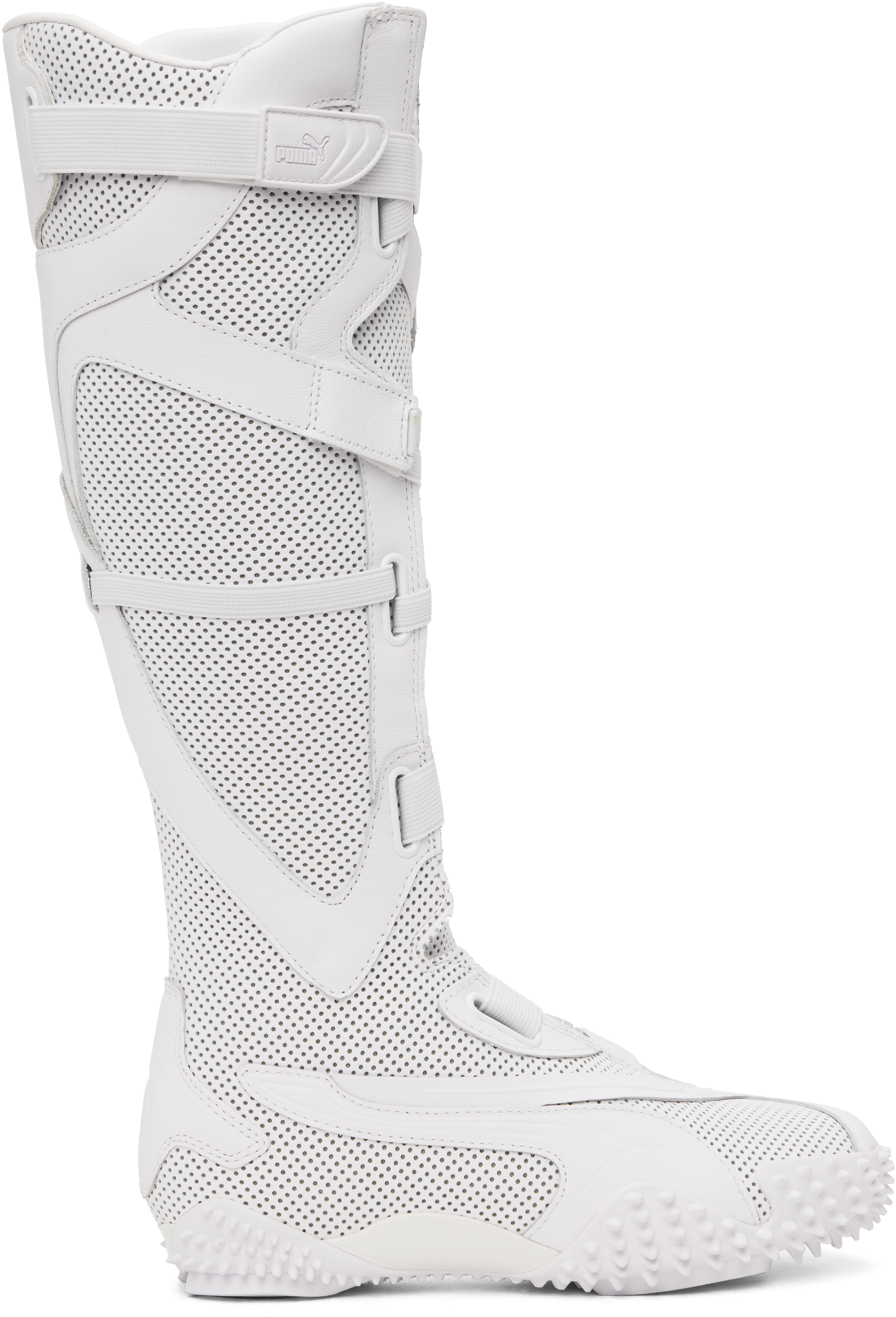 White Mostro Leather Tall Boots