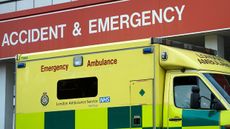 LONDON, ENGLAND - DECEMBER 09:An ambulance sits outside St Thomas' Hospital on December 9, 2013 in London, England. Some patients taken by ambulance to A&E departments are waiting in the vehi