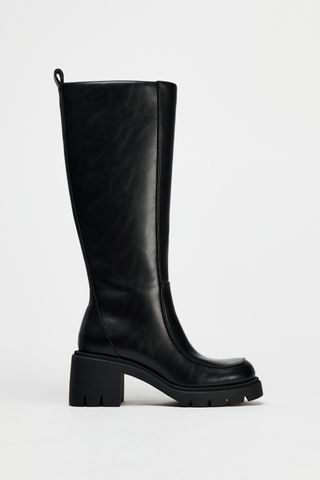 Over-The-Knee Heeled Lug Sole Boots