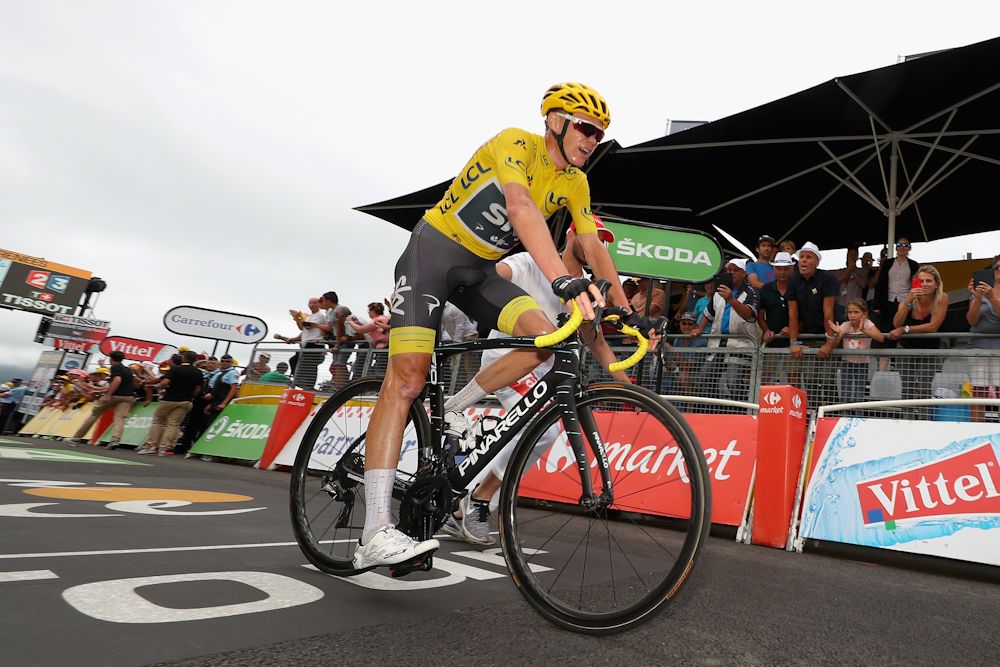 Chris Froome at the finish after losing yellow during stage 12 at the Tour de France