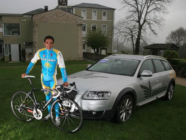 Alberto Contador has his Audi wrapped with his personal logo and web site.