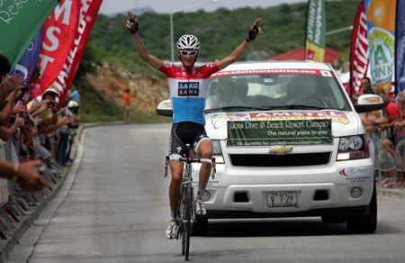 It was a solo win for Frank Schleck.