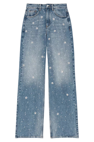 Embellished Straight-Leg Mid-Rise Denim Jeans