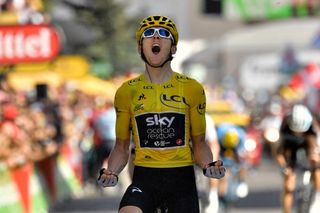 Geraint Thomas (Team Sky) wins on the Alpe d'Huez