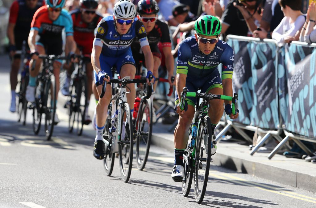 Caleb Ewan (Orica-BikeExchange) during the early-laps