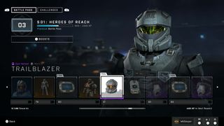 Halo Infinite season 1 heroes of reach battle pass level 81 reward trailblazer helmet