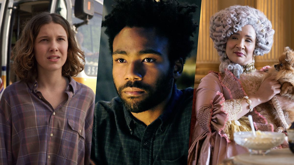 Millie Bobby Brown in Stranger Things, Donald Glover in Atlanta and Golda Rosheuvel in Bridgerton