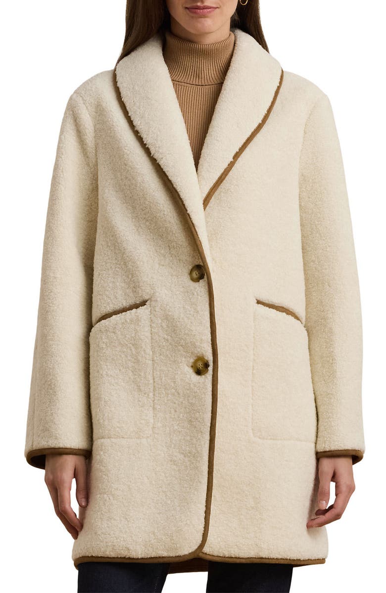 Shawl Collar Faux Shearling Coat