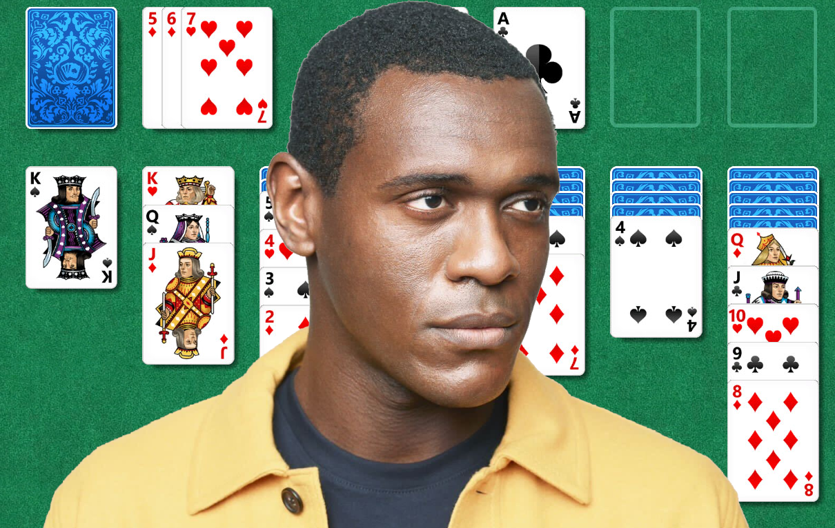 Abubakar Salim in front of a Solitaire screen