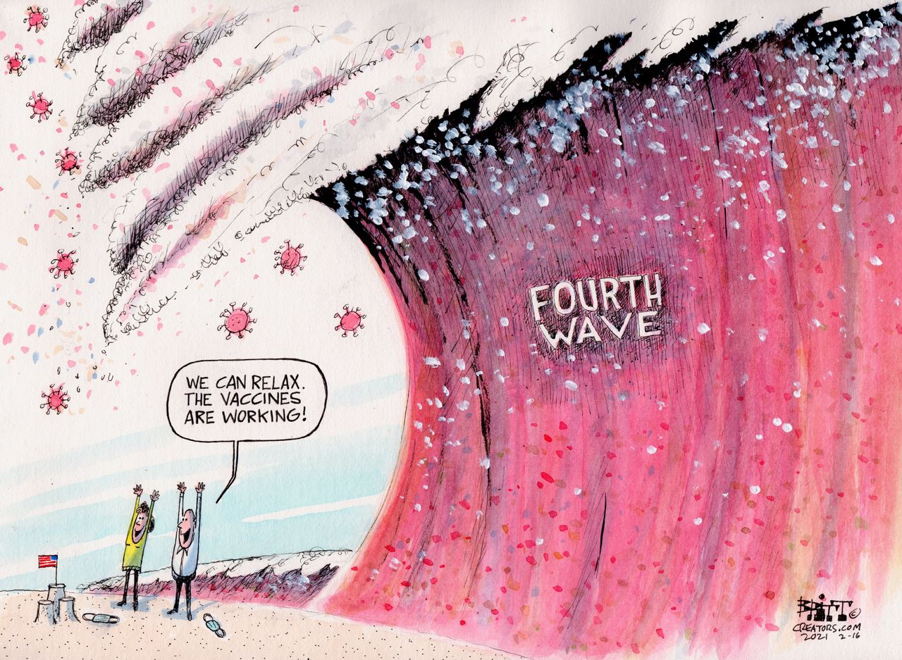 Editorial Cartoon U.S. covid vaccines fourth wave