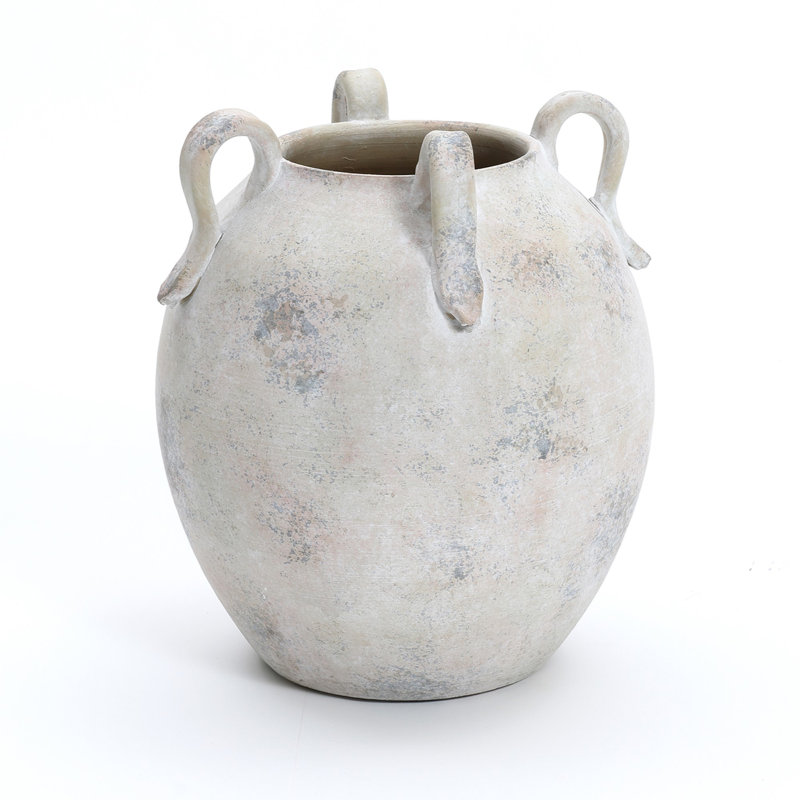 Red Barrel Studio® Vintage Mutli-Color Gray and White Terracotta 11-Inch Round Amphora Vase With Handles & Reviews | Wayfair