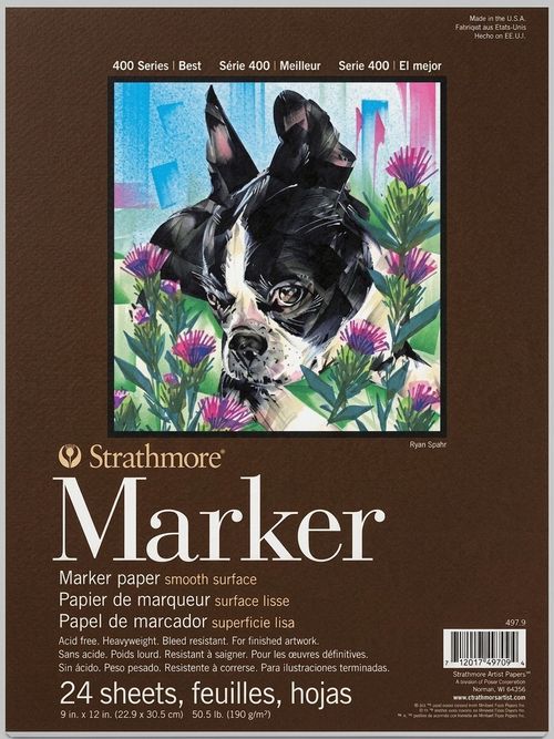 Marker Paper Pad-50lb Smooth 24 Sheets -62497900, 9x12, White