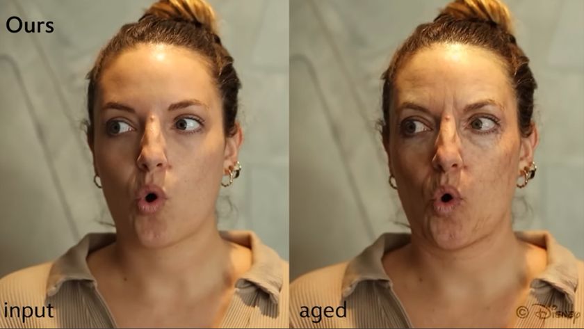 A before and after image from Disney AI aging tool