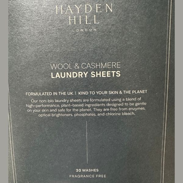 Reader Approved Awards cleaning category winner Hayden Hill laundry sheets for wool and cashmere, pictured during use by the tester.