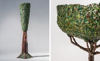 Left, ‘Toscana Vase’, Right, detail of ‘Tree Vase XXL’