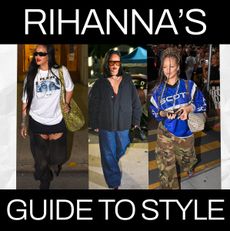 collage of rihanna wearing stylish outfits 