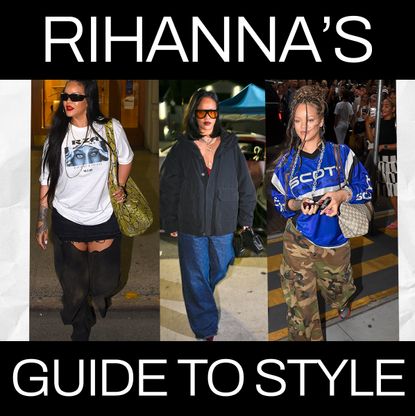 collage of rihanna wearing stylish outfits