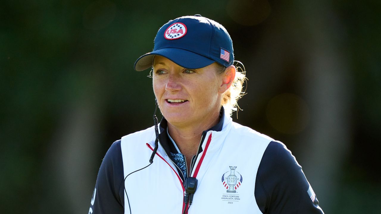 US Solheim Cup captain Stacy Lewis looks on during the 2023 event