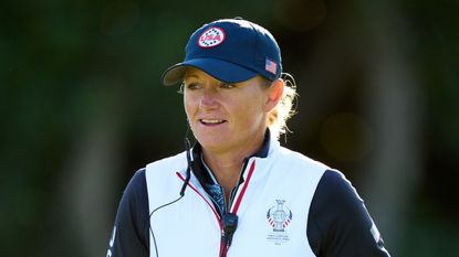 US Solheim Cup captain Stacy Lewis looks on during the 2023 event