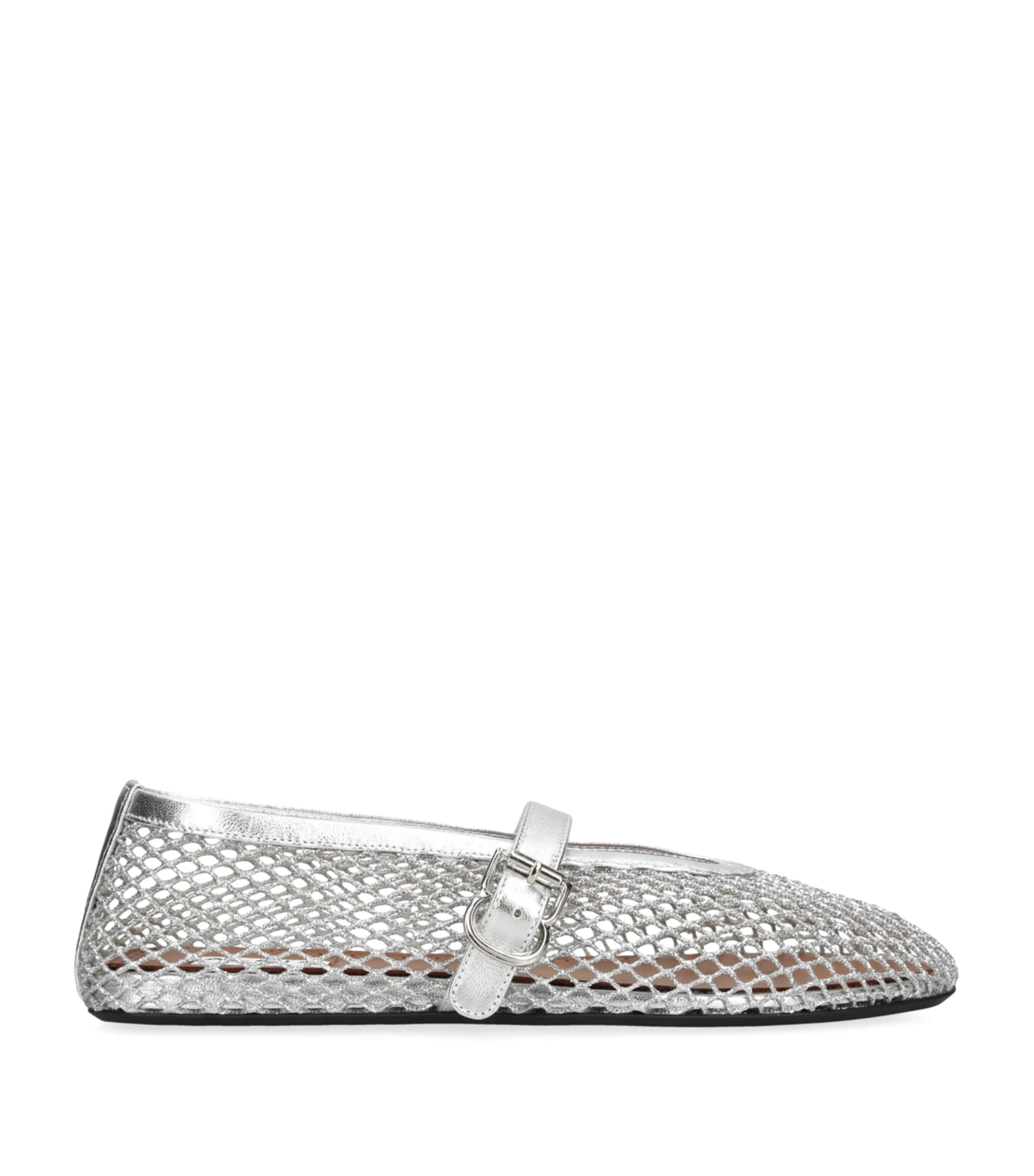 Ala&amp;iuml;a Leather Mesh Ballet Flats