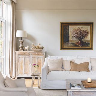 Surrey Victorian house decorated in neutral shades with vintage furniture