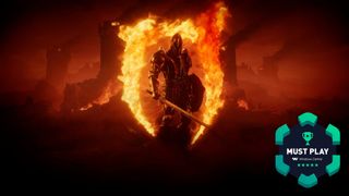 The main menu for The Elder Scrolls 4: Oblivion Remastered, showing an armored hero and an Oblivion symbol in fire with "Must Play" award from Windows Central