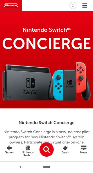 Nintendo Switch Concierge Website