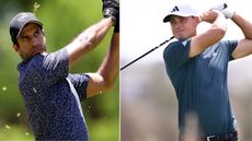 Aaron Rai and Ludvig Aberg both watch their tee shots