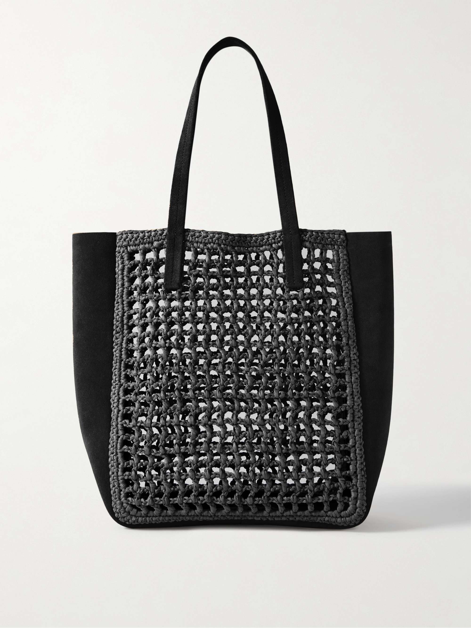 Zoe Small Leather and Raffia Tote