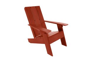 A red Adirondack chair