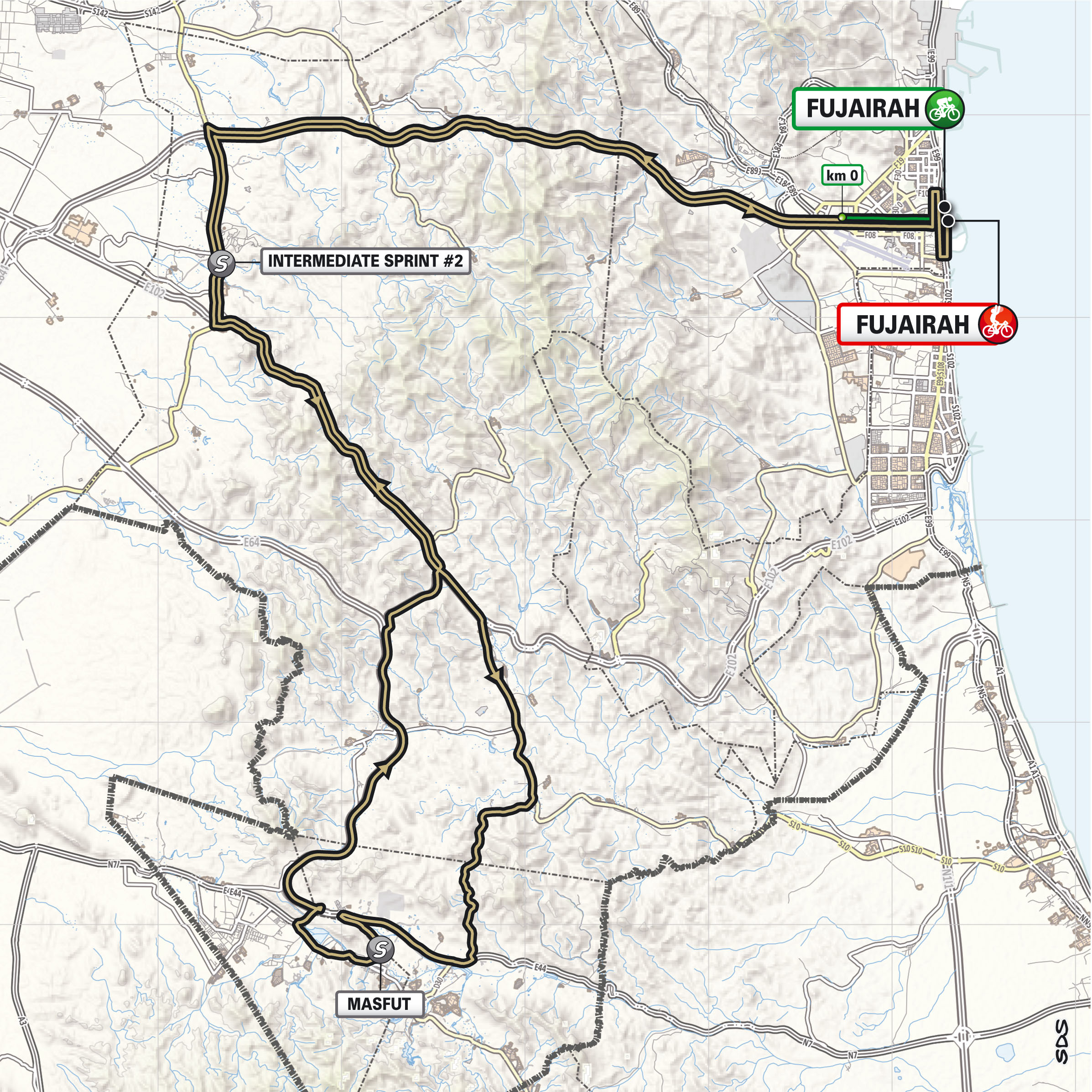 Mapas de ruta y perfiles de etapa para los hombres del UAE Tour 2026