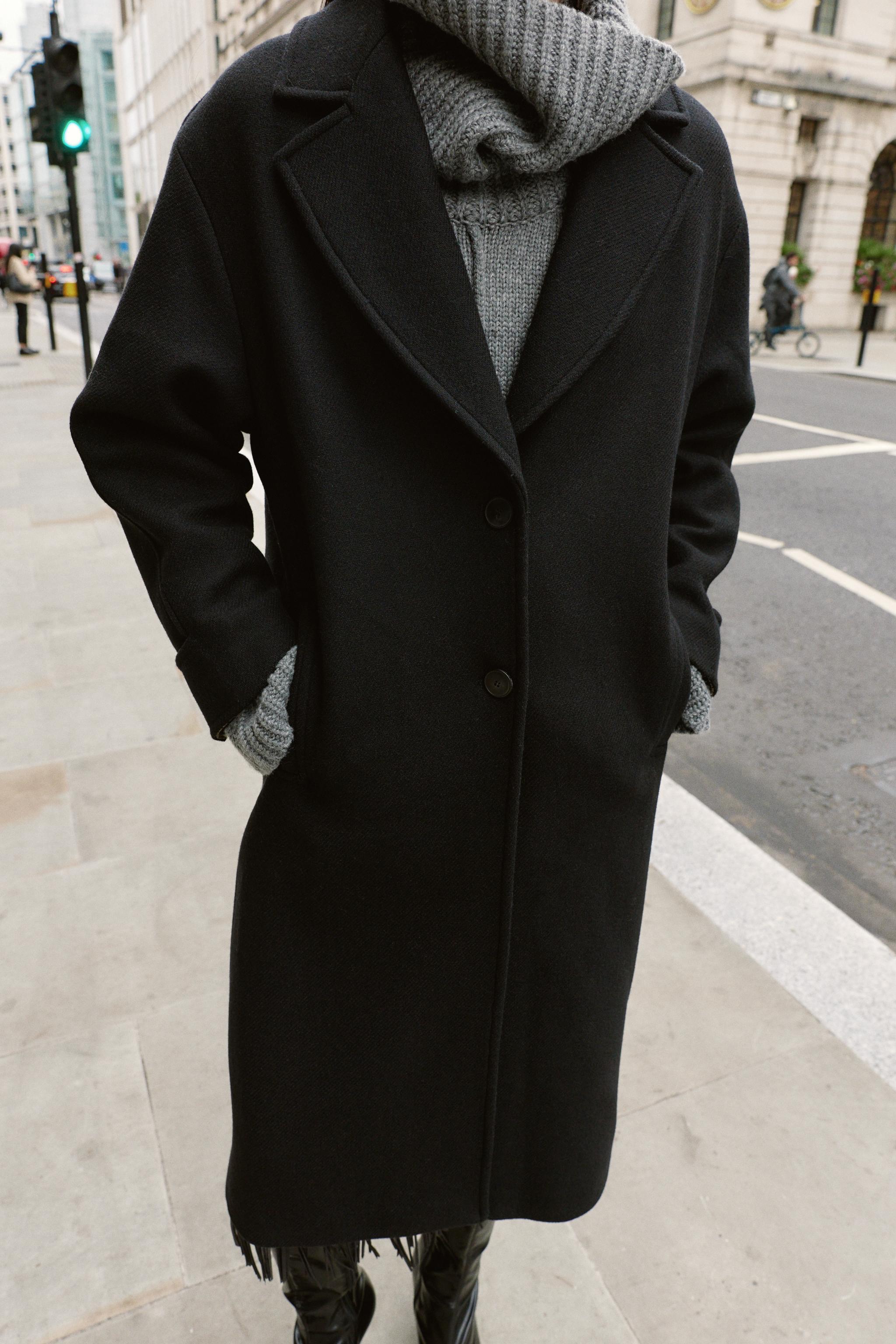 Oversized Wool Coat With Contrast Cuff
