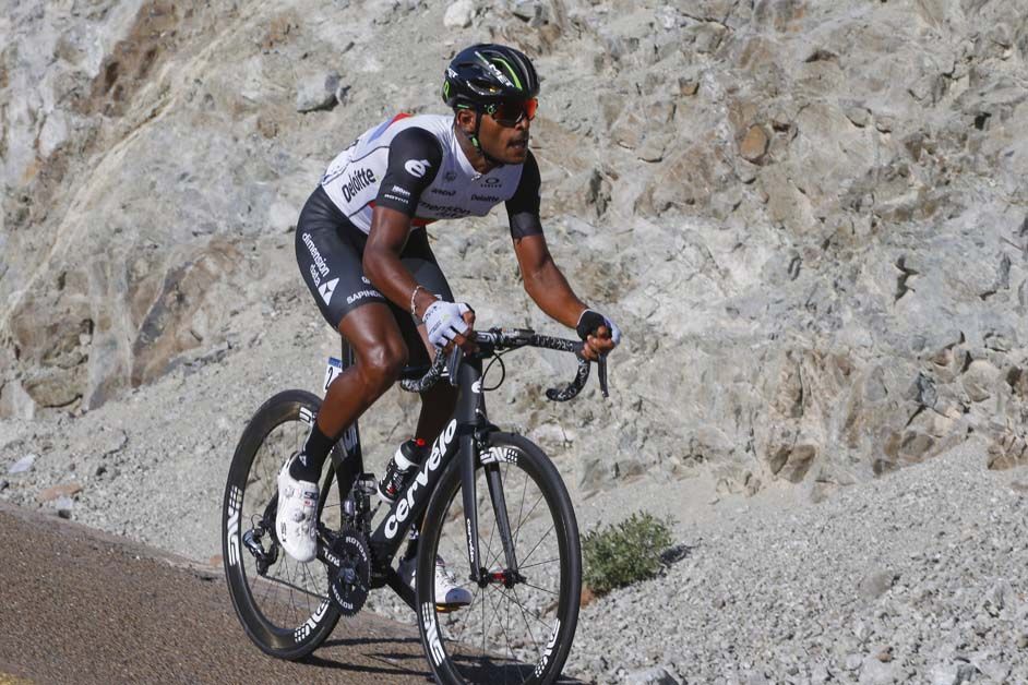 Natnael Berhane has a go off the front