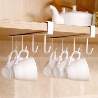 QINGHEC 3 Pack White Cup Holder Under Cabinet,