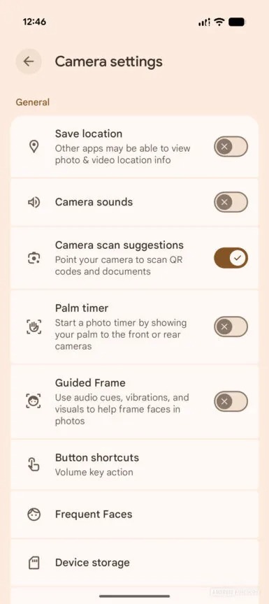 Material 3 Expressive redesign for the settings menu of Pixel Camera