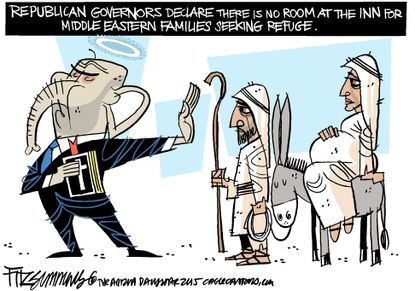 Political cartoon U.S. GOP Religion Refugees