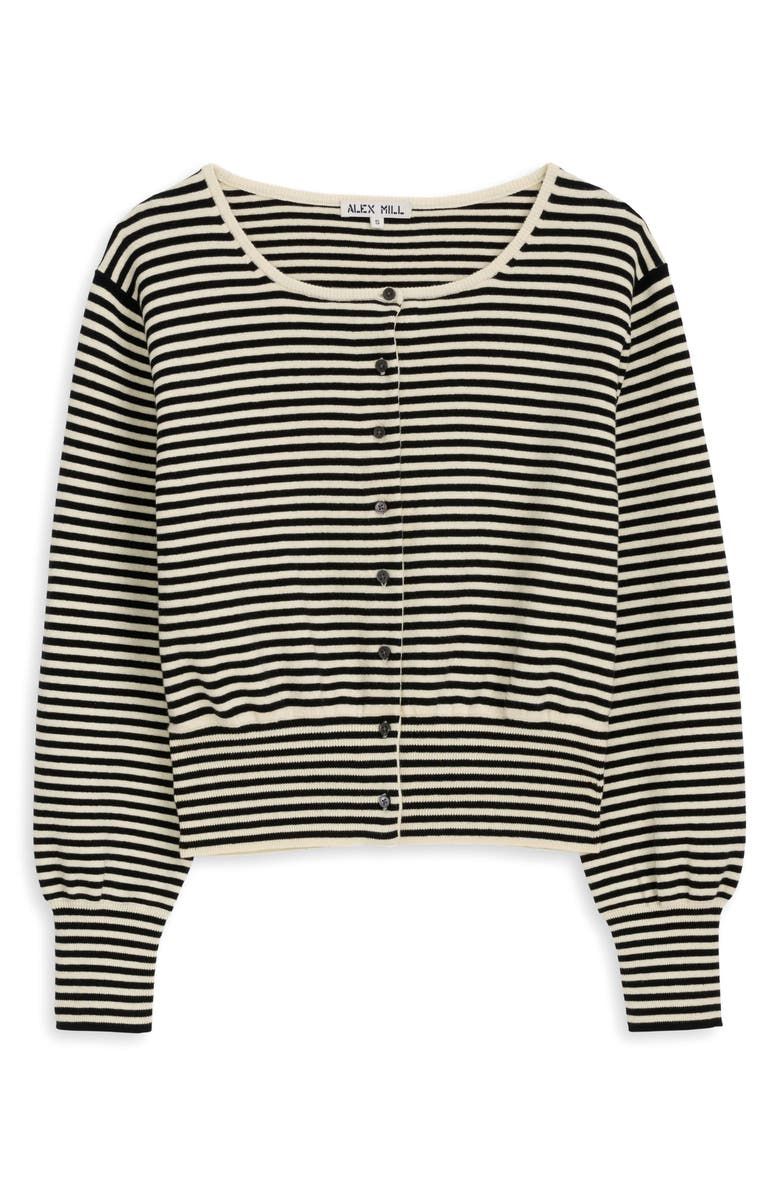 Stripe Puff Sleeve Cardigan