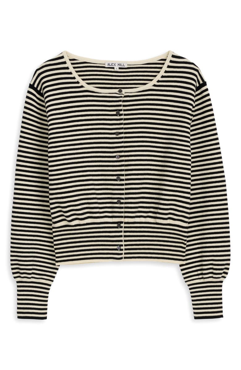 Stripe Puff Sleeve Cardigan