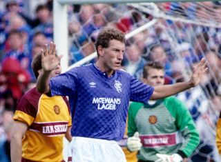 Terry Butcher in action for Rangers against Motherwell, September 1988