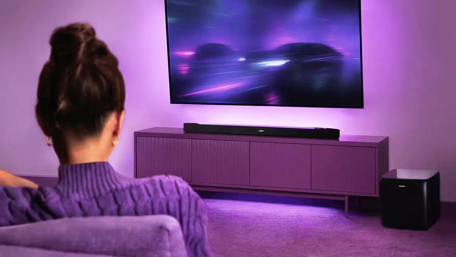 Bose Lifestyle Ultra Soundbar shown in living room