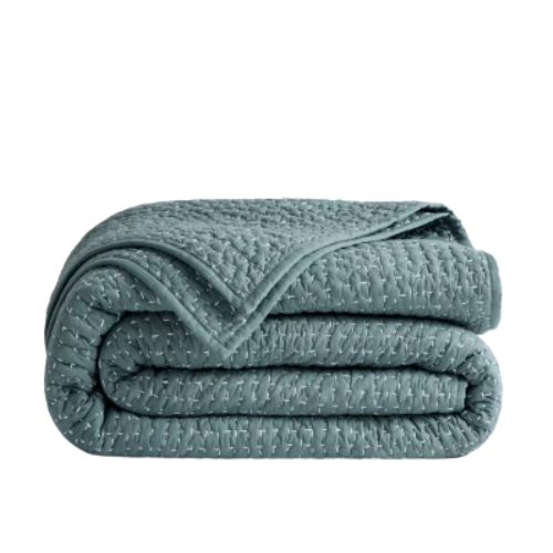 Quince, Organic Cotton Hand Stitched Quilt (Ocean)