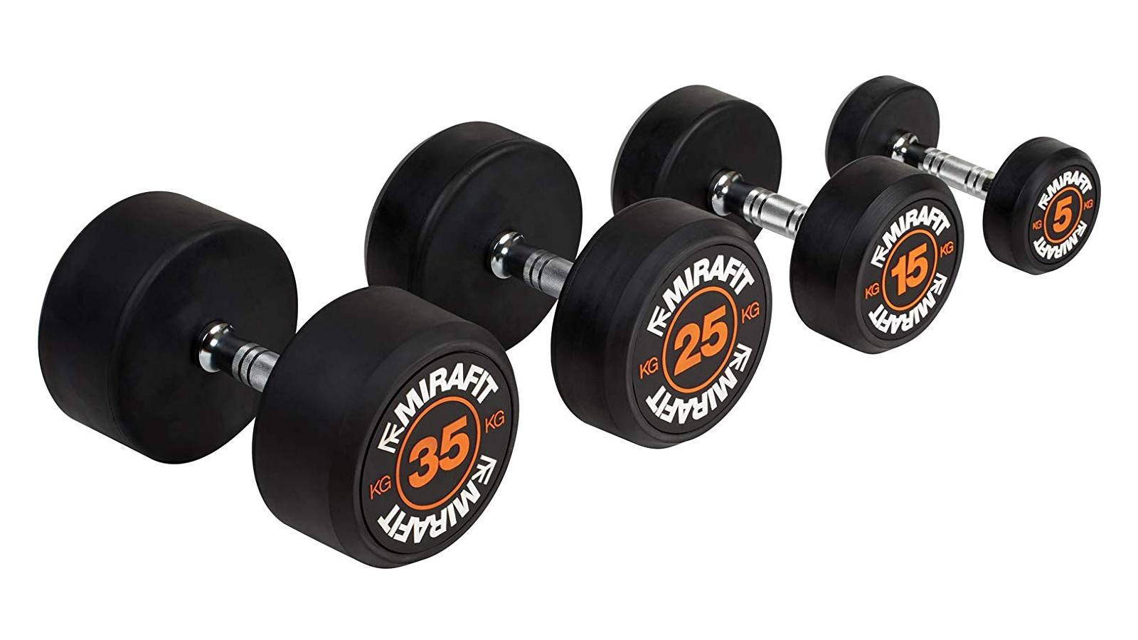 Mirafit Rubber Dumbbell Set on white background