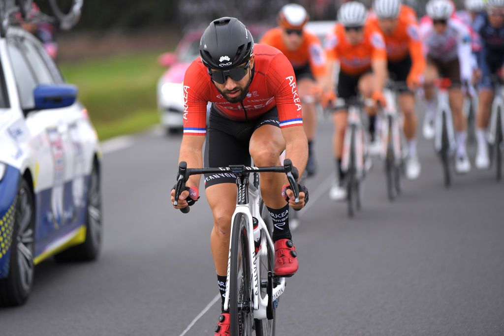 BELLEGARDE FRANCE FEBRUARY 03 Nacer Bouhanni of France and Team Arkea Samsic during the 51st toile de Bessges Tour du Gard 2021 Stage 1 a 14355km stage from Bellegarde to Bellegarde 57m EDB2020 on February 03 2021 in Bellegarde France Photo by Luc ClaessenGetty Images