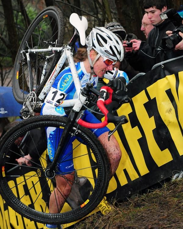 Amy Dombroski on the run-up in 5th place.