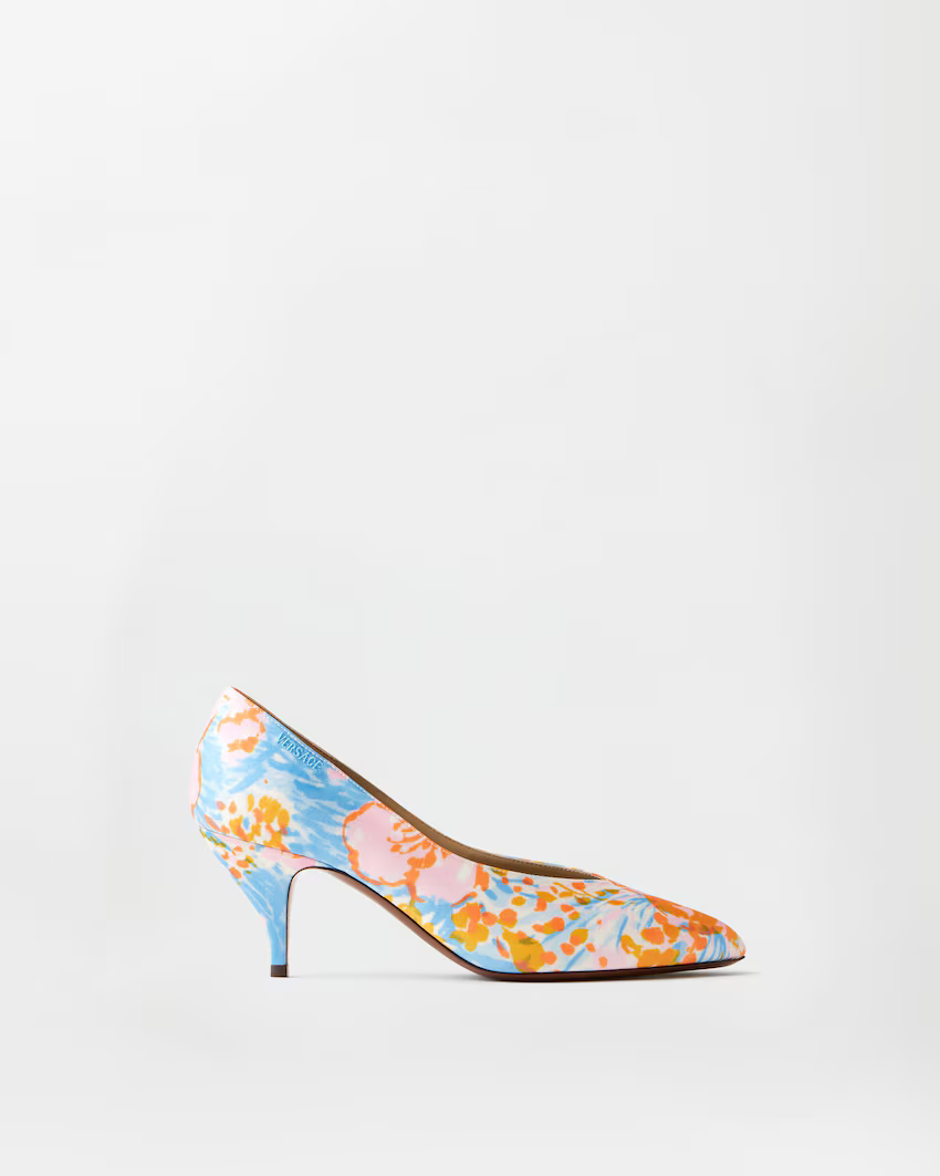 A floral pair of Versace heels.