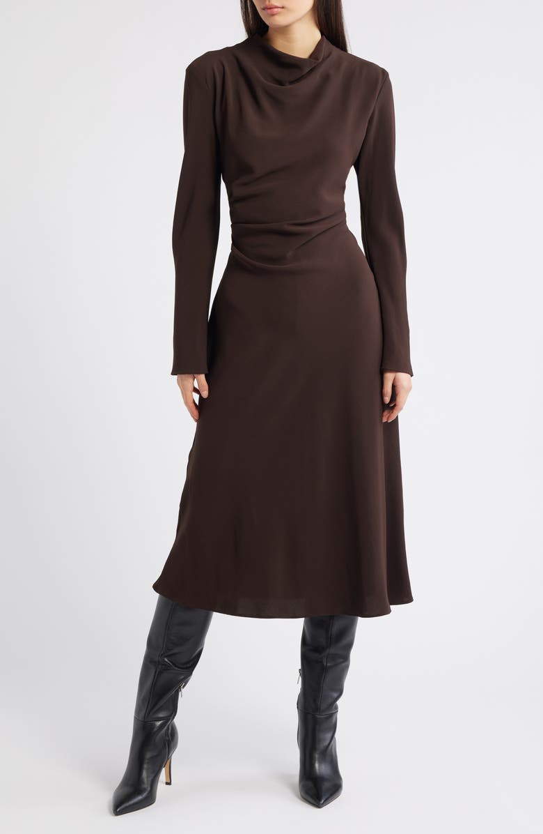 Caro Ruched Long Sleeve Midi Dress